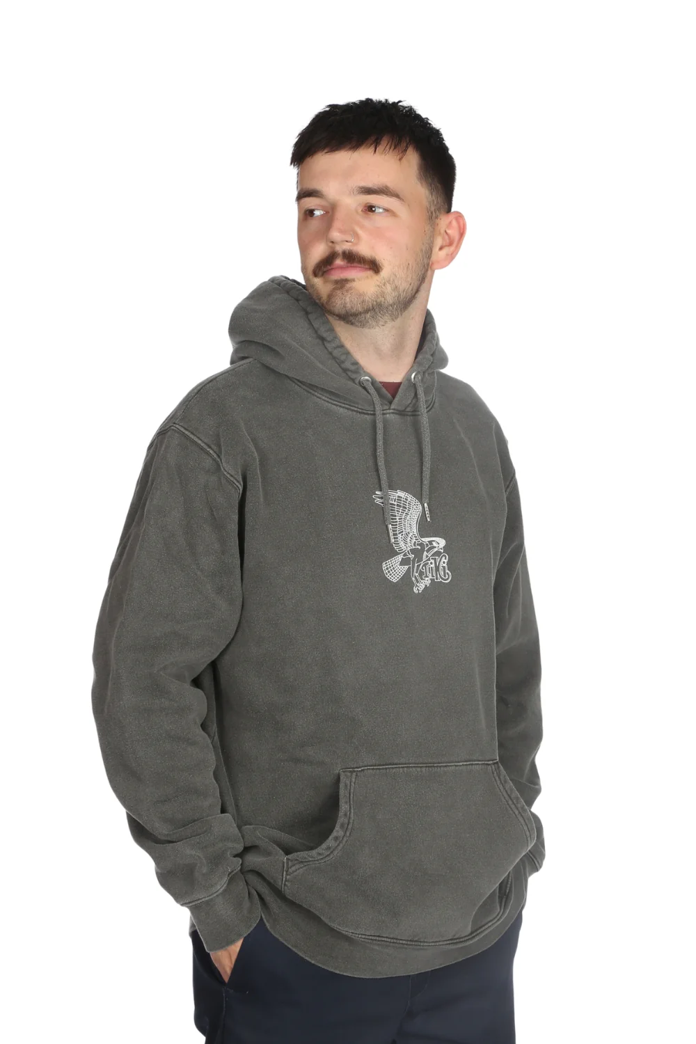 Tiki Seahawk Hoodie Grey Wash - Image 3